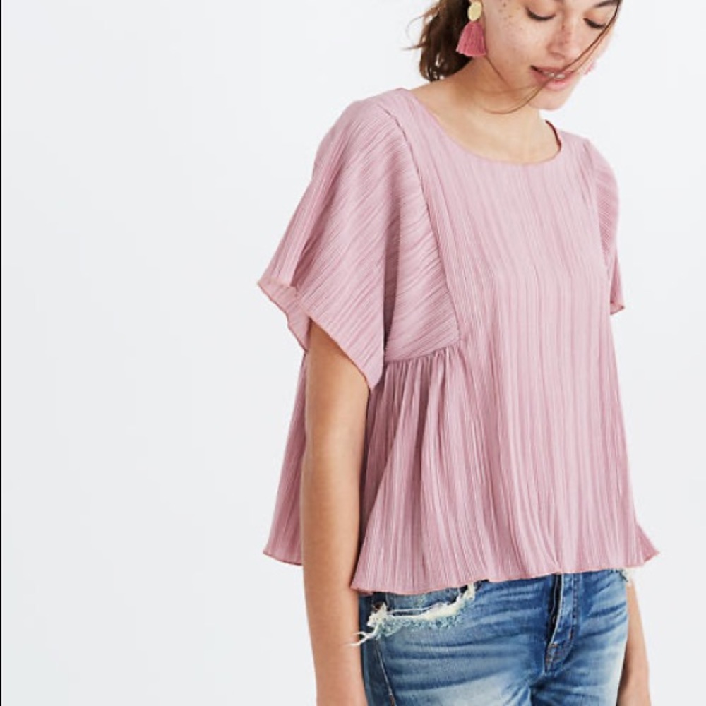 Pleated Madewell Top Cream